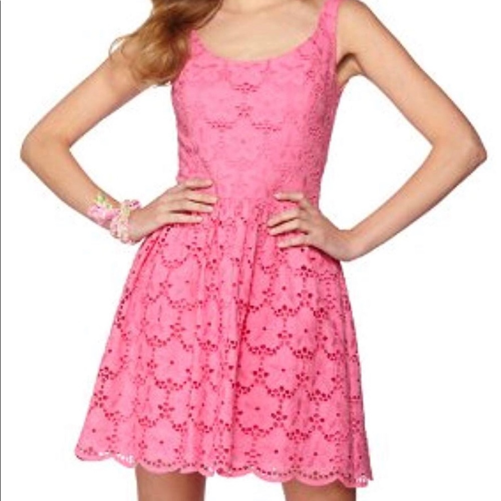Pink lace eyelet Lilly Pulitzer Calhoun dress sz 6